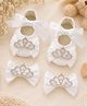 Daizy Stones Embellished Crown & Bow Applique Detailed Booties With Hair Clips - White
