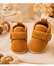 KIDSUN Bow Applique Detailed Velcro Closure Booties - Brown