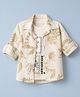 Dapper Dudes Cotton Mix Shirt and T-Shirt with Full Sleeves and Palm Tree Print in Mustard