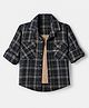Dapper Dudes Cotton Blend Checks Shirts with Full Sleeves and Plaid Print in Navy Blue