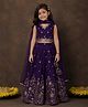 Superminis Silk Woven Sleeveless Floral Foil Printed Choli & Lehenga Set With Dupatta - Purple