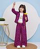 Superminis Cotton Woven Full Sleeves Geometric Printed Shirt & Palazzo Set With You Go Girl Text Printed Tee - Purple