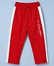 Ruff Knit Smart Technique Tracks Stright Fit Full Length Lounge Pant With Text Print in Red
