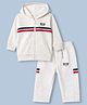 Ruff Cotton Mix Knit Woven Full Sleeves Hooded T-Shirt & Pant Set With Stripes - Off White