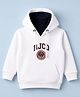 Ruff Cotton Mix Knit Full Sleeves Hooded Sweatshirt With Fjcd Text Print - White