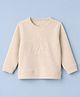 Ruff Knit 5%Elastane Round Neck Sweatshirts with Full Sleeves and La Embroidery - Beige