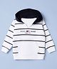 Ruff Cotton Elastane Knit V Neck Hooded T-Shirt with Full Sleeves and Squad Champ Print - White