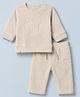 Ruff Knit Woven Solid Round Neck Full Sleeves Winter Wear Suit - Beige