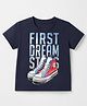 Ruff Cotton Elastane Knit Round Neck T-Shirts with Half Sleeves and Sneakers Print - Navy Blue