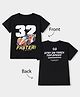 Ruff Cotton Elastane Knit Round Neck T-Shirt with Half Sleeves and Car Print - Black