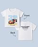 Ruff Cotton Elastane Knit Round Neck T-Shirt with Half Sleeves and Car Print - White