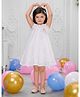 SNAZZY Girl Cotton Woven Sleeveless Pearl & Stone Embellished Floral Designed Schiffli Embroidered & Applique Detailed Dress - Off White