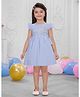 SNAZZY Girl Cotton Woven Frill Sleeves Floral Embroidered Dress - Light Blue