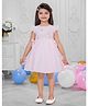 SNAZZY Girl Cotton Woven Frill Sleeves Floral Embroidered Dress - Pink