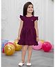 Snazzy Girl Cotton Woven Frill Sleeves Floral Applique Detailed Dress - Purple