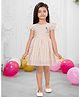 Snazzy Girl Cotton Woven Frill Sleeves Butterfly & Floral Applique Detailed & Abstract Printed Dress - Nude