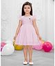 Snazzy Girl Cotton Woven Frill Sleeves Butterfly & Floral Applique Detailed & Abstract Printed Dress - Pink