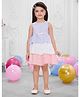 SNAZZY Girl Cotton Woven Sleeveless Striped & Bow Applique Detailed Layered Dress - Lavender