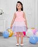 SNAZZY Girl Cotton Woven Sleeveless Striped & Bow Applique Detailed Layered Dress - Pink