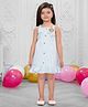 SNAZZY Girl Cotton Woven Sleeveless Striped & Floral Applique Detailed Dress - Light Blue