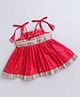 Many frocks & Silk Woven Sleeveless Geometric Embroidered Lace Embellished Dress - Pink