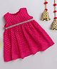 Many frocks & Georgette Woven Sleeveless Gota Lace Embellished Leheriya Printed Dress - Pink