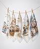 Little Surprise Box 5PCS Vintage Panda Storybook Print Muslin Cotton Napkin - White