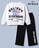 Primo Gino Disney 100% Cotton Knit Fleece Full Sleeves Tshirt and Plazzo with Stitch Print in Black