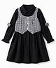 Hola Bonita 100% Cotton Woven Dress with Full Sleeves With Gingham Checks Jacket in Black