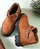 Steprite Buckle Embellished Zipper Closure Boots - Mustard