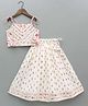 Bolly Lounge Woven Sleeveless Lace Embellished Leaves Printed Coordinating Lehenga & Choli Set - White