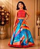 Twisha Woven Sleeveless Mirror Work Detailed & Cowrie Embellished Lehenga Choli Set - Red & Blue