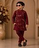 Twisha Woven Full Sleeves Unicorn Printed Kurta Pajama Set - Maroon
