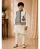 Twisha Woven Full Sleeves Solid Kurta Pyjama Set With Garba Theme Embroidered Jacket - White & Grey