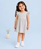 Kidbea Cotton Woven Cap Sleeves Solid Dress - Grey