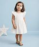 Kidbea Cotton Woven Cap Sleeves Solid Dress - White