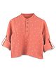 Kidbea Cotton Woven Full Sleeves Leaves Printed Shirt - Orange