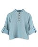 Kidbea Cotton Woven Full Sleeves Leaves Printed Shirt - Blue