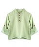 Kidbea Cotton Woven Full Sleeves Leaves Printed Shirt - Green