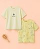 Kidbea Cotton Woven Pack Of 2  Half Sleeves Dinosaur Printed Tees - Cream & Beige