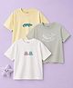 Kidbea Cotton Woven Pack Of 3 Half Sleeves Animals Printed Tees - Cream Grey & White
