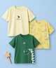 Kidbea Cotton Woven Pack Of 3 Half Sleeves Dinosaurs Printed Tees - Cream Beige & Dark Green