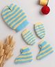 Little Angels Knit Striped Coordinating Cap Socks & Mittens Set - Green & Yellow