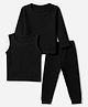 Kanvin Cotton Mix Knit Full Sleeves Solid Thermal Set - Black