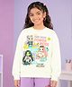Kiddopanti Fleece Knit Full Sleeves Girls & Power Mode Text Printed Light Winter Sweatshirt - Off White