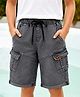 PURPLE UNITED KIDS Denim Woven Brand Name Patch Detailed Washed Cargo Shorts - Dark Grey