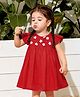 PURPLE UNITED KIDS Cotton Woven Cap Sleeves Floral Embroidered Dress - Red