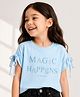 PURPLE UNITED KIDS Single Jersey Knit Half Sleeves Sequin Embellished Magic Happens Text Printed Tee - Blue