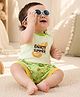 PURPLE UNITED KIDS Single Jersey Knit Sleeveless Enjoy Summer Text Printed Tee & Shorts Set - Green