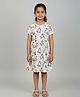 Biglilpeople Cotton Woven Half Sleeves Mermaid Printed Dress - White